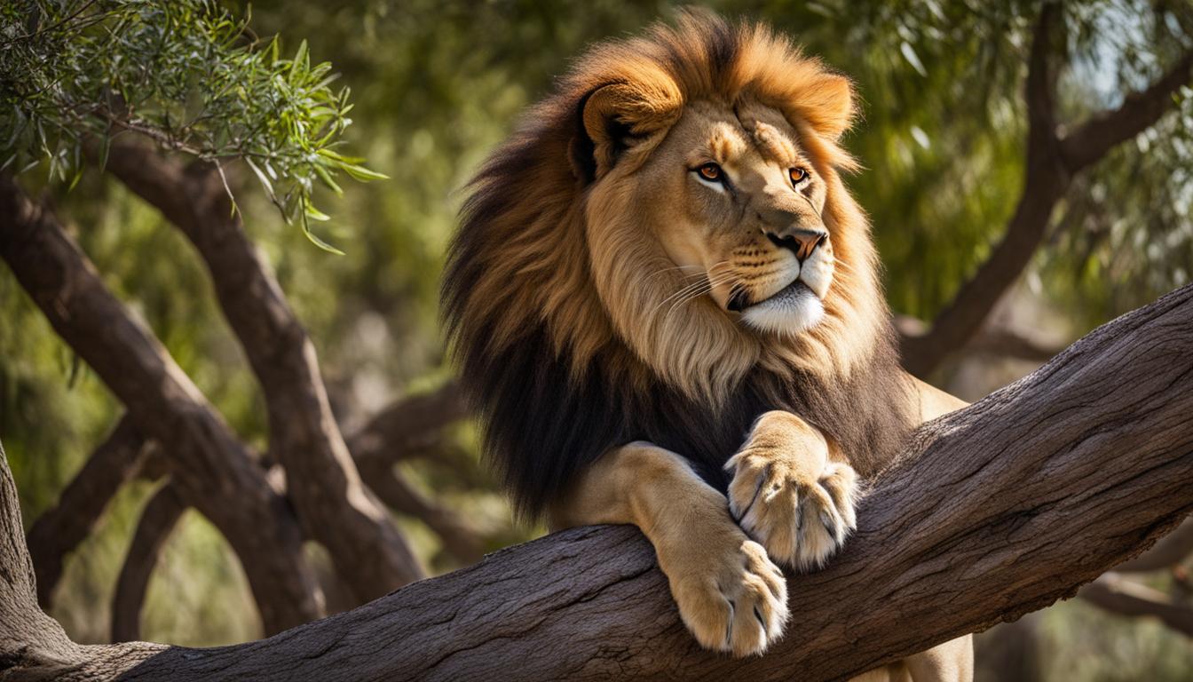 Lion tree climbing