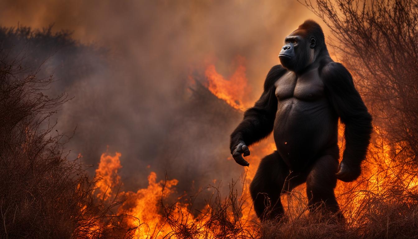 Gorilla and fire