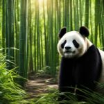 Panda and bamboo forest