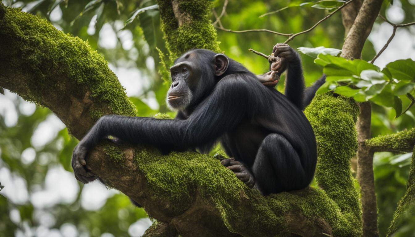 How do chimpanzees groom and maintain their hygiene?