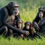How do family bonds and relationships work in chimpanzee groups?