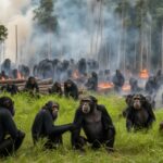 How do human-chimpanzee conflicts impact chimpanzee populations?