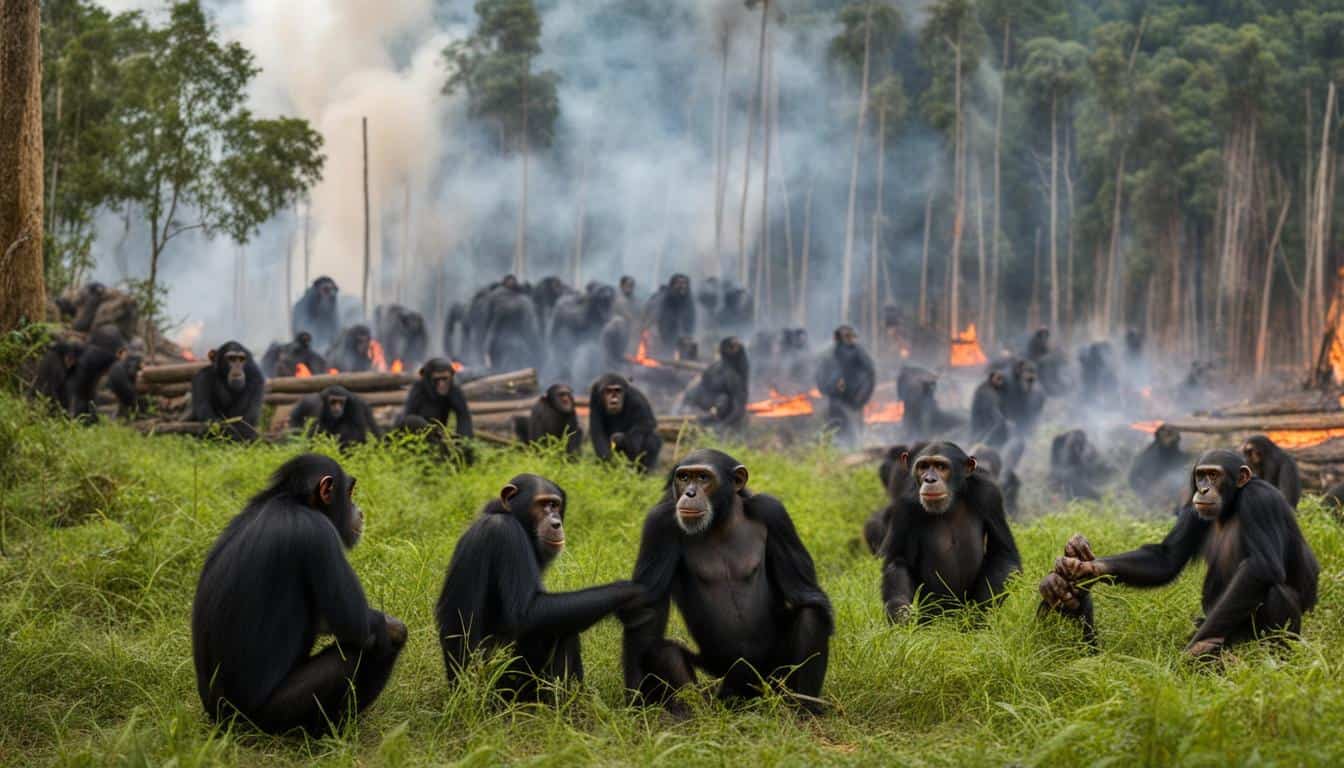 How do human-chimpanzee conflicts impact chimpanzee populations?