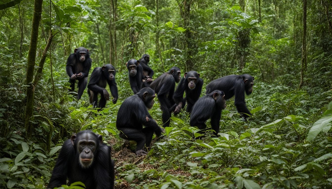 How do researchers study and track wild chimpanzee populations?