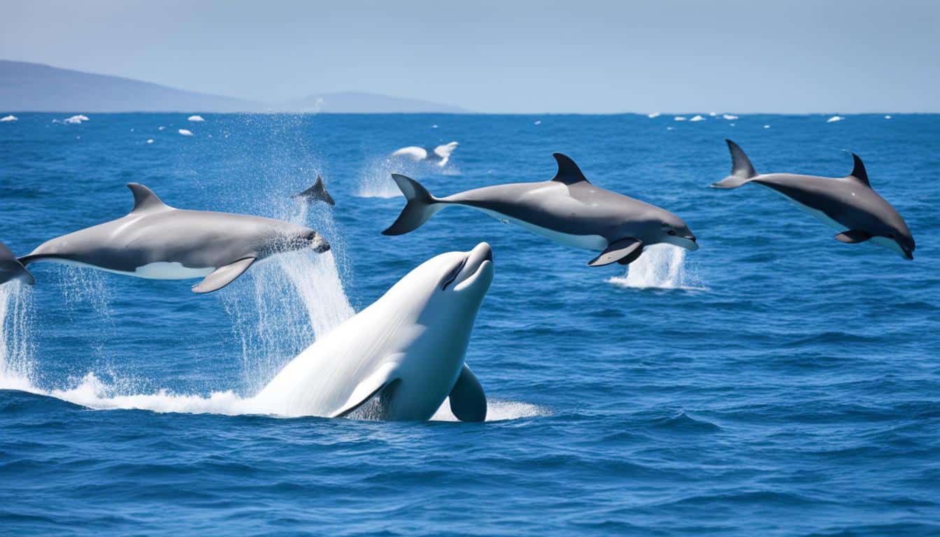 How do beluga whales interact with other marine life?