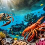 How do lobsters interact with other marine life?