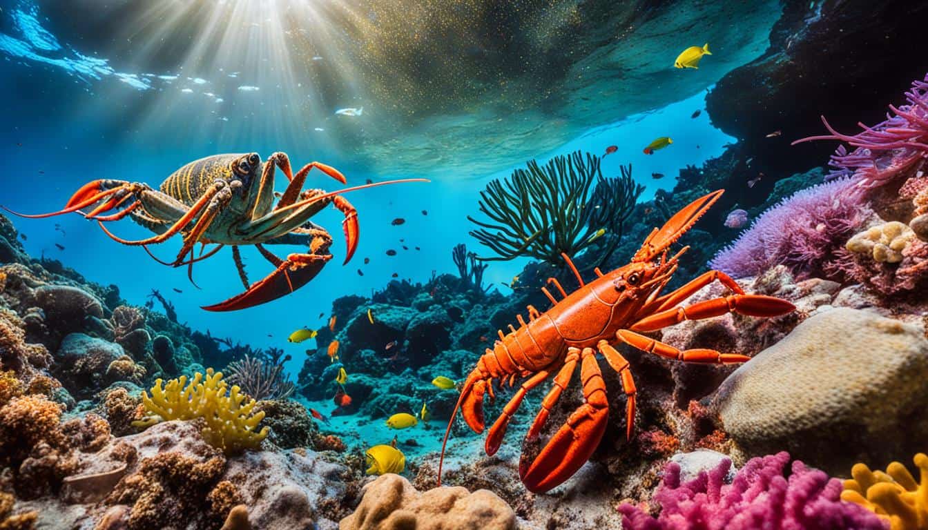 How do lobsters interact with other marine life?