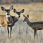 How do you distinguish between a mule deer and a white-tailed deer?