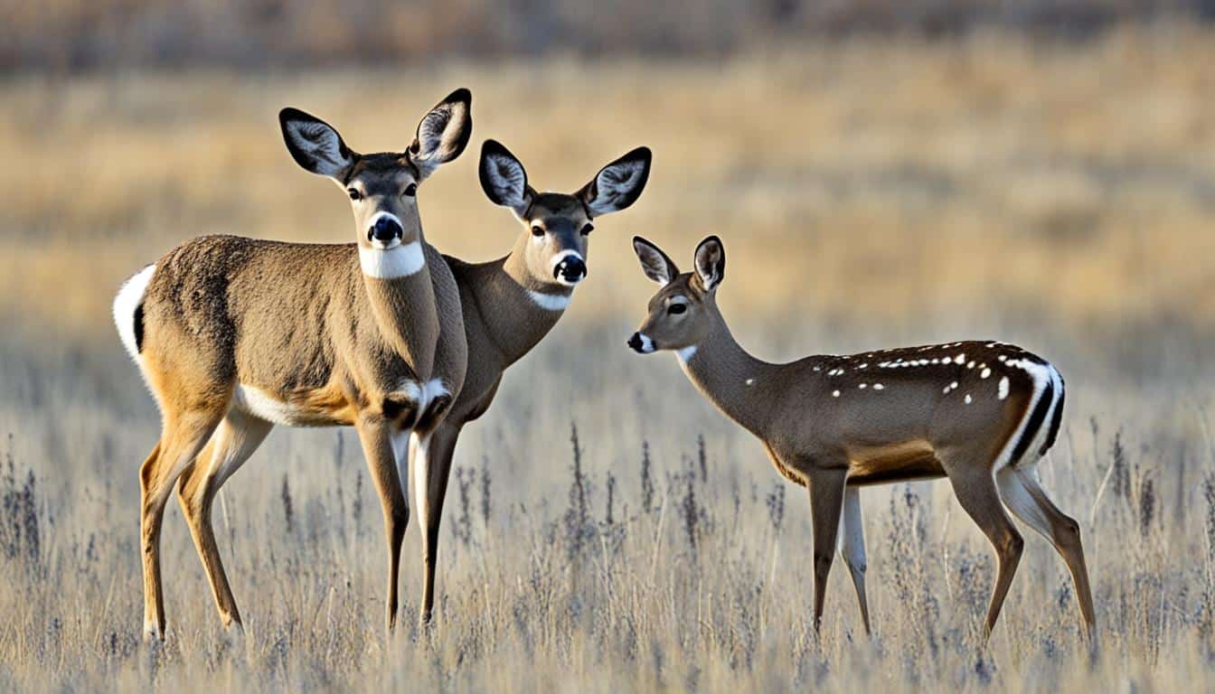 How do you distinguish between a mule deer and a white-tailed deer?