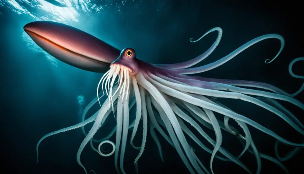 Giant squids deep-sea hunting patterns