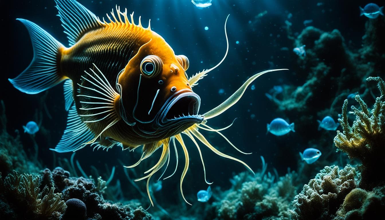 How do anglerfish interact with other marine life?