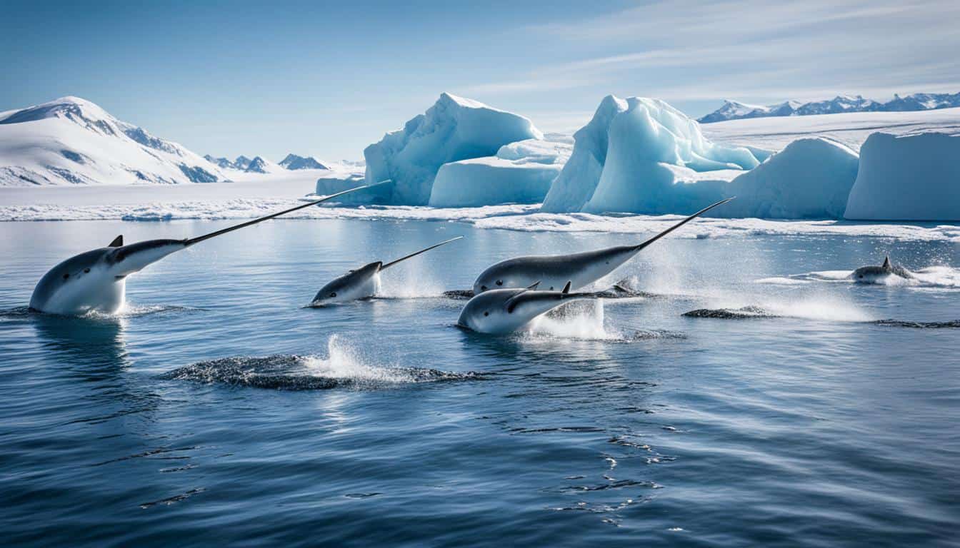 How do narwhals hunt for food?