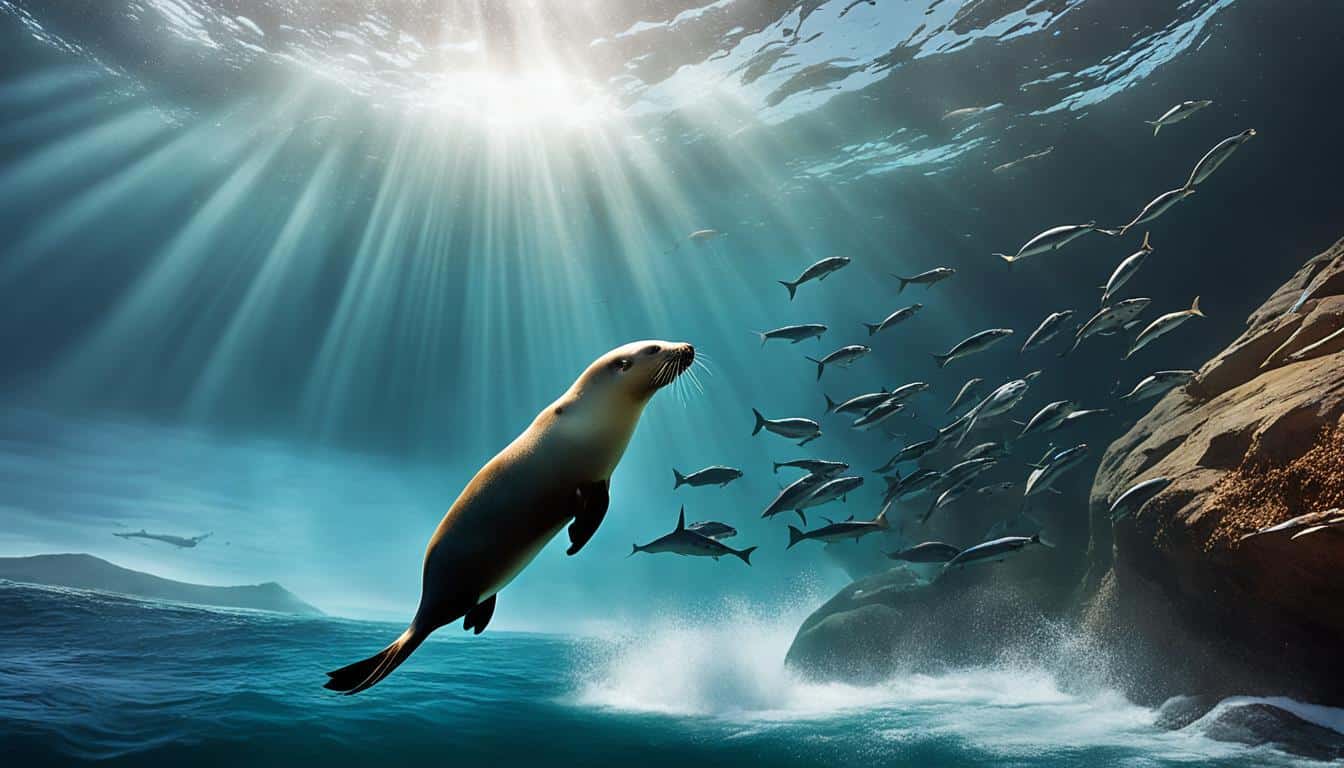 How do sea lions hunt for food?