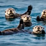 How do sea otters hunt for food?