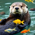 How do sea otters interact with other marine life?
